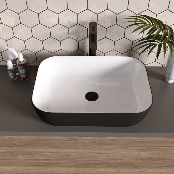 Раковина-чаша Grossman 46 GR-4041BW Белая Черная Раковина-чаша Grossman 46 GR-4041BW Белая Черная