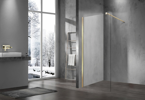 Душевая перегородка Vincea Walk-In 80 VSW-1H800CLG профиль Золото матовое стекло прозрачное Душевая перегородка Vincea Walk-In 80 VSW-1H800CLG профиль Золото матовое стекло прозрачное