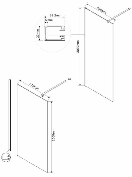 Душевая перегородка Vincea Walk-In 80 VSW-1H800CLG профиль Золото матовое стекло прозрачное Душевая перегородка Vincea Walk-In 80 VSW-1H800CLG профиль Золото матовое стекло прозрачное