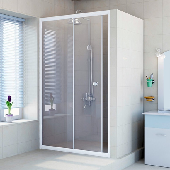 Душевая дверь в нишу Radomir 140 1-63-1-0-0-1100 профиль Белый стекло прозрачное