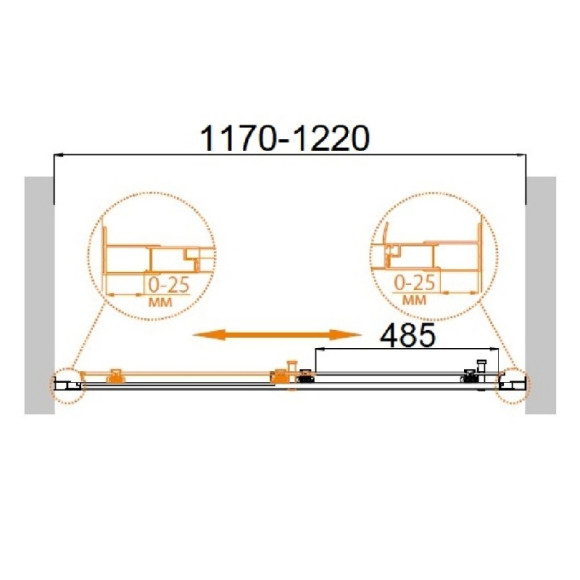 Душевая дверь в нишу Cezares MOLVENO-BF-1-120-C-Cr-IV профиль Хром стекло прозрачное