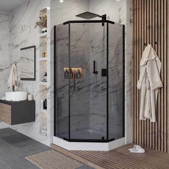 Душевой уголок Niagara Eco 100х100 NG-010-14DT профиль Черный стекло тонированное Душевой уголок Niagara Eco 100х100 NG-010-14DT профиль Черный стекло тонированное