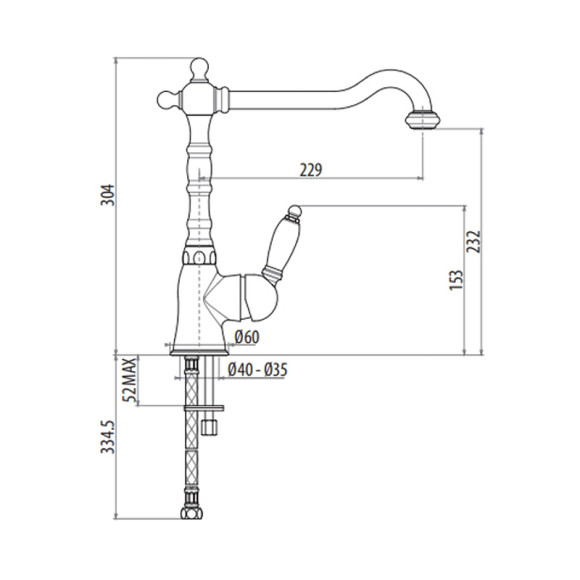 Смеситель для кухни Gattoni Retro 6013565C0 Хром Смеситель для кухни Gattoni Retro 6013565C0 Хром