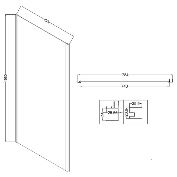 Душевая стенка Niagara Nova 80 NG-A80-34 профиль Хром стекло прозрачное