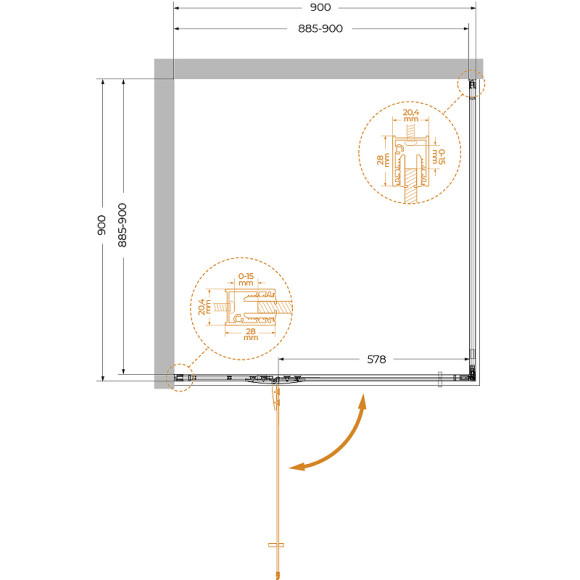 Душевой уголок Cezares Liner 90x90 L LINER-A-1-90-C-Cr-L профиль Хром стекло прозрачное Душевой уголок Cezares Liner 90x90 L LINER-A-1-90-C-Cr-L профиль Хром стекло прозрачное