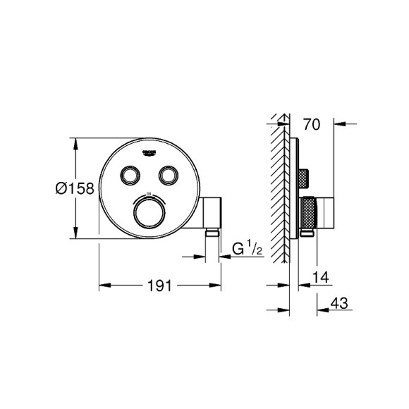 Смеситель для душа Grohe Grohtherm SmartControl 29120000 с термостатом Хром Смеситель для душа Grohe Grohtherm SmartControl 29120000 с термостатом Хром