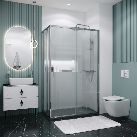 Душевой уголок Grossman Style 130х90 120.K33.05.1390.10.02 профиль Хром стекло шиншилла Душевой уголок Grossman Style 130х90 120.K33.05.1390.10.02 профиль Хром стекло шиншилла