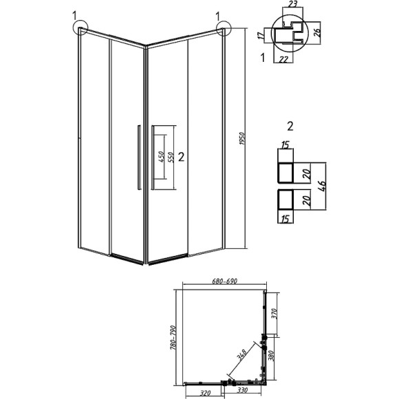 Душевой уголок Grossman Galaxy 80х80 300.K33.01.8080.21.02 профиль Черный матовый стекло шиншилла Душевой уголок Grossman Galaxy 80х80 300.K33.01.8080.21.02 профиль Черный матовый стекло шиншилла