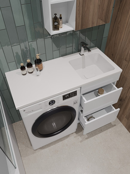 Тумба с раковиной Orange Sistema 110 R ST-110TUW+RAR Белая глянцевая Тумба с раковиной Orange Sistema 110 R ST-110TUW+RAR Белая глянцевая