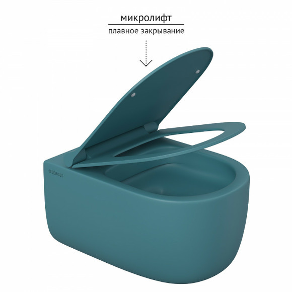 Унитаз Berges Ego XL 082140 подвесной Темно-синий матовый с сиденьем Микролифт Унитаз Berges Ego XL 082140 подвесной Темно-синий матовый с сиденьем Микролифт