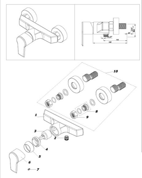 Смеситель для душа Azario Enzo AZ-15710611 Хром
