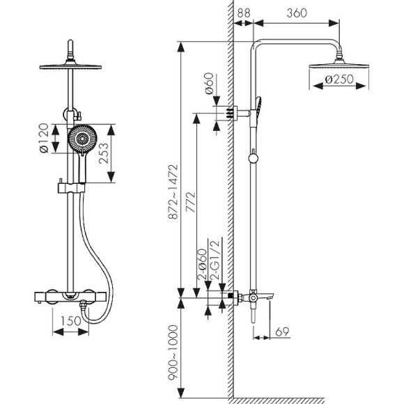Душевая система Kaiser Cezar 05182 с термостатом Хром Душевая система Kaiser Cezar 05182 с термостатом Хром