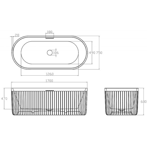 Ванна из искусственного камня Abber Stuttgart 170x75 AM9925 Белая матовая без гидромассажа Ванна из искусственного камня Abber Stuttgart 170x75 AM9925 Белая матовая без гидромассажа