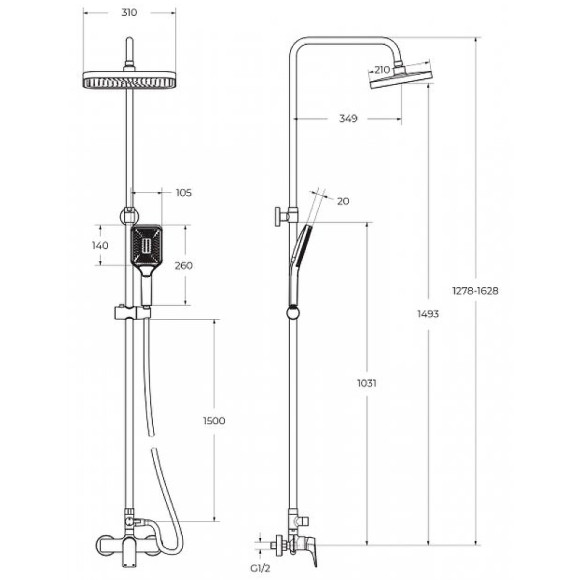 Душевая система BelBagno Due DUE-DOCM-CRM Хром