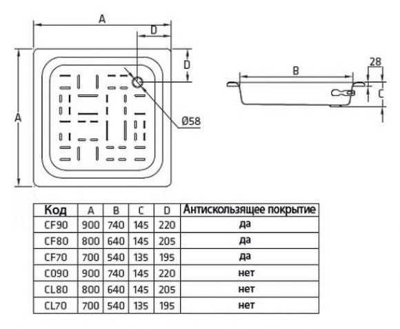 Стальной поддон для душа BLB 70х70 CF7 Белый Стальной поддон для душа BLB 70х70 CF7 Белый