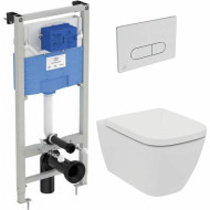 Комплект унитаза с инсталляцией Ideal Standard i.Life B IP001401 с сиденьем Микролифт и клавишей смыва Хром