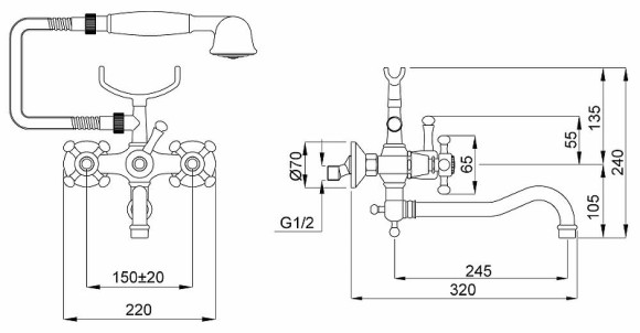 Смеситель для ванны Migliore Lady 18834 универсальный Хром Золото