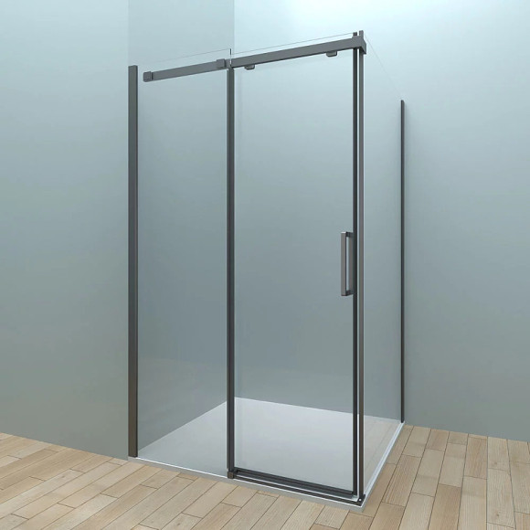 Душевая стенка Veconi Rovigo KP-06B 100 KP06B-100-01-19C4 профиль Черный матовый стекло прозрачное Душевая стенка Veconi Rovigo KP-06B 100 KP06B-100-01-19C4 профиль Черный матовый стекло прозрачное