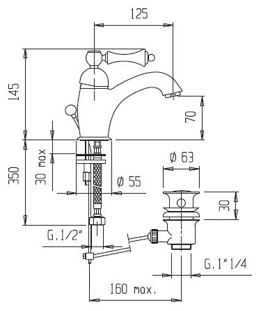 Смеситель для раковины Cezares Margot MARGOT-LSM1-02-M Бронза