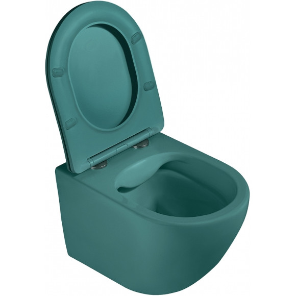 Унитаз Abber Bequem AC1101MBG подвесной Темно-зеленый матовый с сиденьем Микролифт Унитаз Abber Bequem AC1101MBG подвесной Темно-зеленый матовый с сиденьем Микролифт