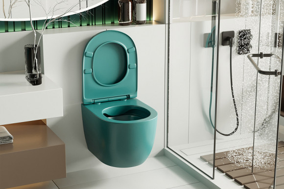 Унитаз Abber Bequem AC1101MBG подвесной Темно-зеленый матовый с сиденьем Микролифт Унитаз Abber Bequem AC1101MBG подвесной Темно-зеленый матовый с сиденьем Микролифт