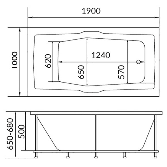 Акриловая ванна 1MarKa Korsika 190x100 01кр1910 без гидромассажа Акриловая ванна 1MarKa Korsika 190x100 01кр1910 без гидромассажа