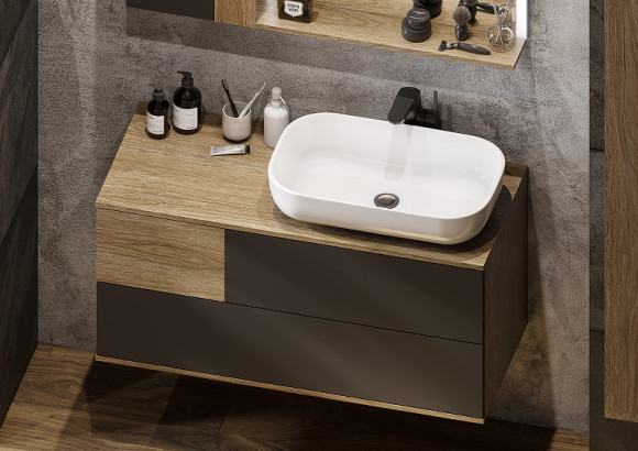 Тумба под раковину Aquaton Терра 105 1A246901TEKA0 подвесная Дуб кантри Антрацит