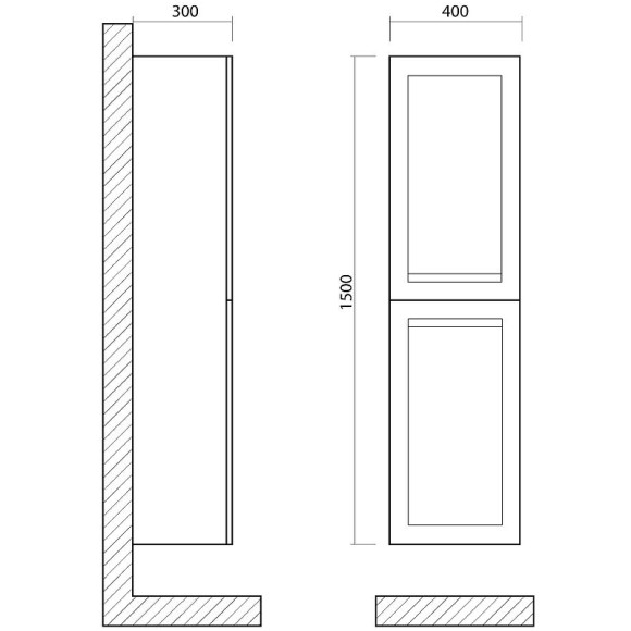 Шкаф пенал Art&Max AM-Platino-1500-2A-SO-NM подвесной Черный матовый