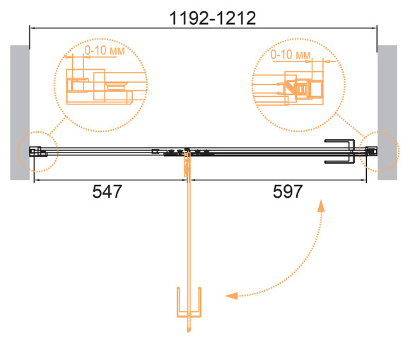 Душевая дверь Cezares Bellagio 120 BELLAGIO-B-12-120-C-NERO профиль Черный матовый стекло прозрачное
