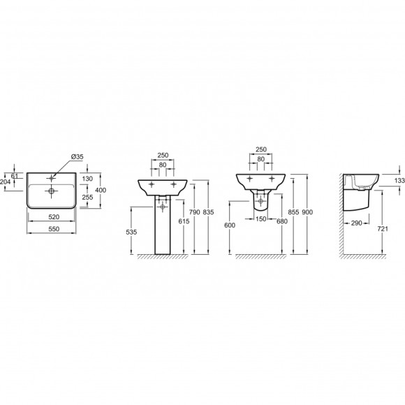 Раковина Jacob Delafon Struktura 55 EGE112-00 Белая