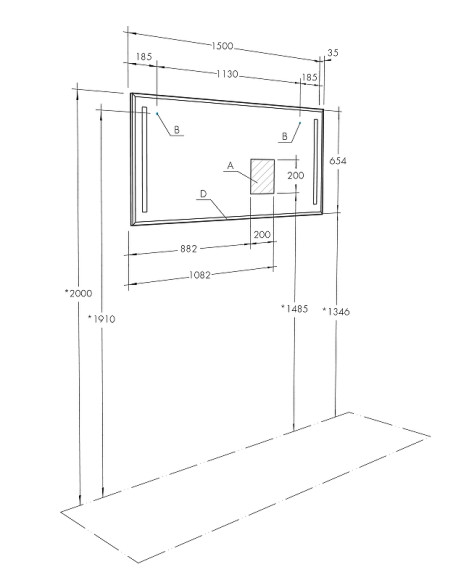 Зеркало Aquaton Отель 150 1A107502OT010 с подсветкой с функцией антипар и подогревом