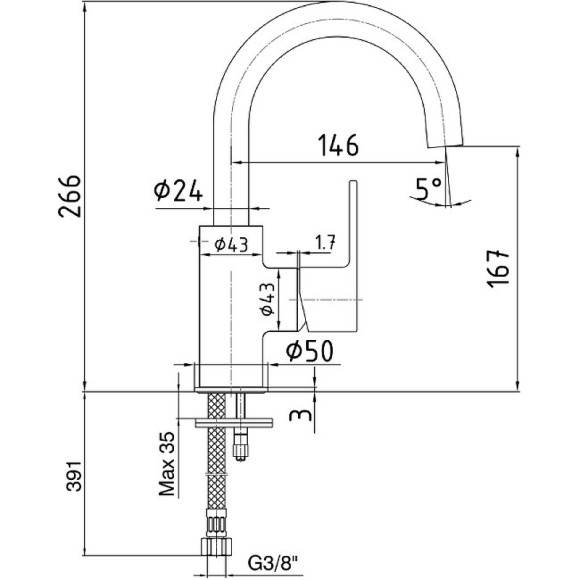 Смеситель для раковины E.C.A. Nita 102188036EX Хром Смеситель для раковины E.C.A. Nita 102188036EX Хром