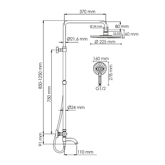 Душевая система WasserKRAFT A188.067.059.WM Thermo с термостатом Белый матовый Душевая система WasserKRAFT A188.067.059.WM Thermo с термостатом Белый матовый