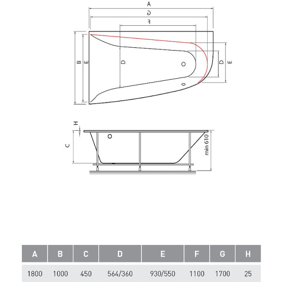 Акриловая ванна Vayer Boomerang 170x90 L Гл000009592 без гидромассажа Акриловая ванна Vayer Boomerang 170x90 L Гл000009592 без гидромассажа