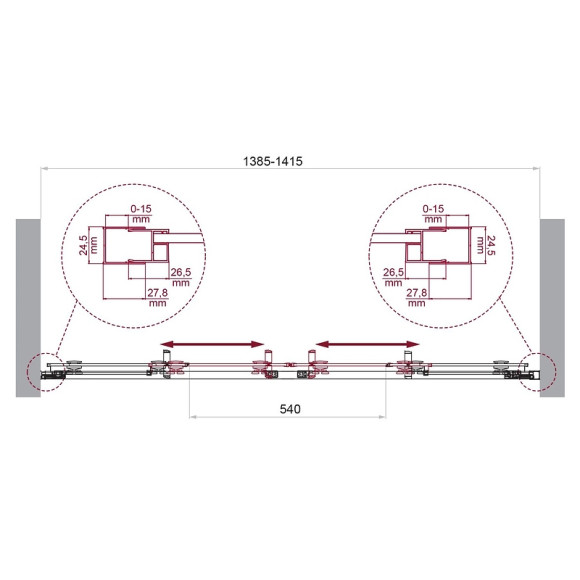 Душевая дверь BelBagno Luce 140 LUCE-BF-2-140-C-Cr профиль Хром стекло прозрачное