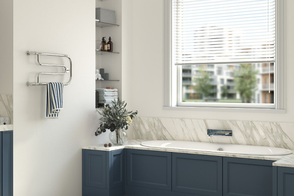 Водяной полотенцесушитель Сунержа Гусли+ 320х650 00-4010-3265 с двумя полками Хром