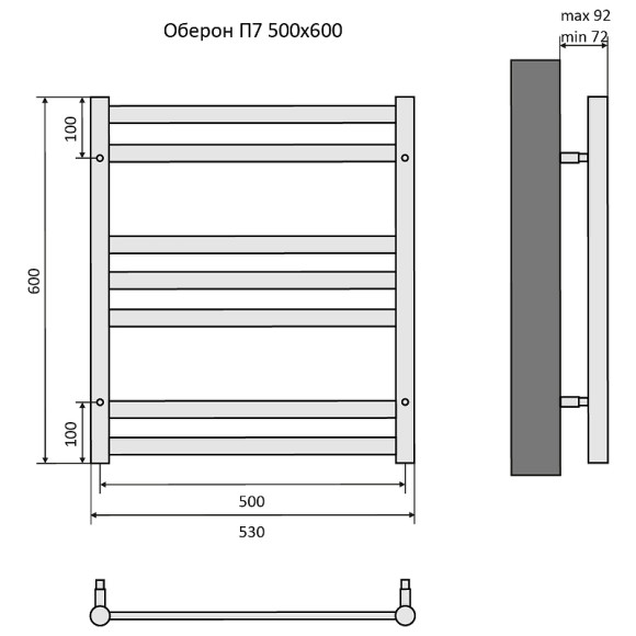 Водяной полотенцесушитель Aquatek Оберон П7 500x600 AQ RO0760CH Хром Водяной полотенцесушитель Aquatek Оберон П7 500x600 AQ RO0760CH Хром