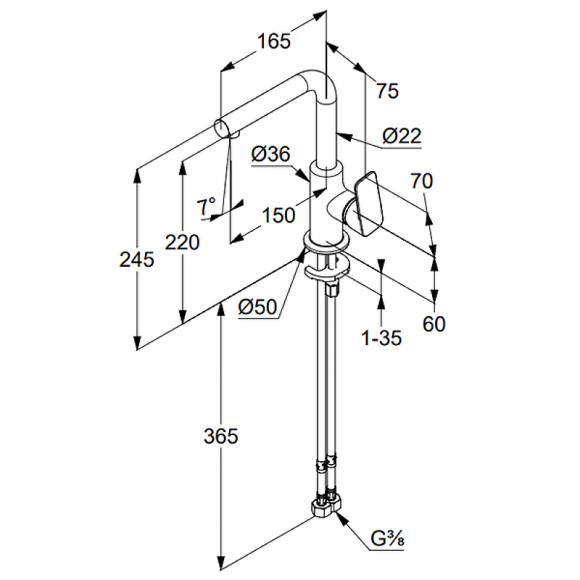 Смеситель для раковины Kludi Pure Style 400240575 Хром Смеситель для раковины Kludi Pure Style 400240575 Хром