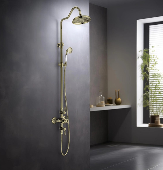 Душевая система Aquatek Классик AQ2563PG с термостатом Полированное золото