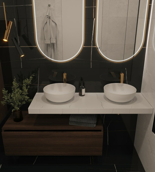 Столешница под раковину Boheme Armadi Art Flat 140 869-140-CLCT Белый мрамор