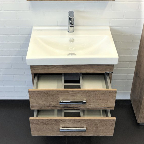 Тумба с раковиной Comforty Никосия 60П 00-00008853 подвесная Дуб темный Тумба с раковиной Comforty Никосия 60П 00-00008853 подвесная Дуб темный