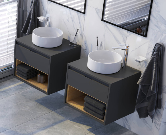 Тумба под раковину Excellent Tuto 60 MLEX.0102.600.GRBL подвесная Серый Дуб