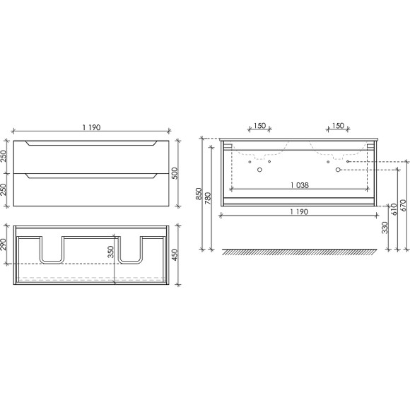 Тумба под раковину Sancos Norma 2.0 120 NR2.0120-2W подвесная Белый глянец