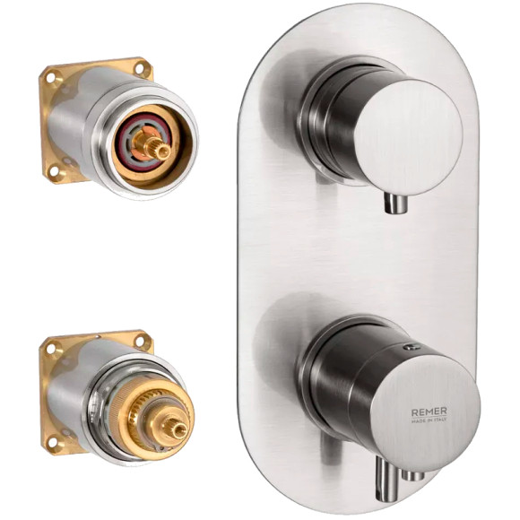 Смеситель для душа Remer Minimal Thermo NT92KBXV с термостатом Сталь Смеситель для душа Remer Minimal Thermo NT92KBXV с термостатом Сталь