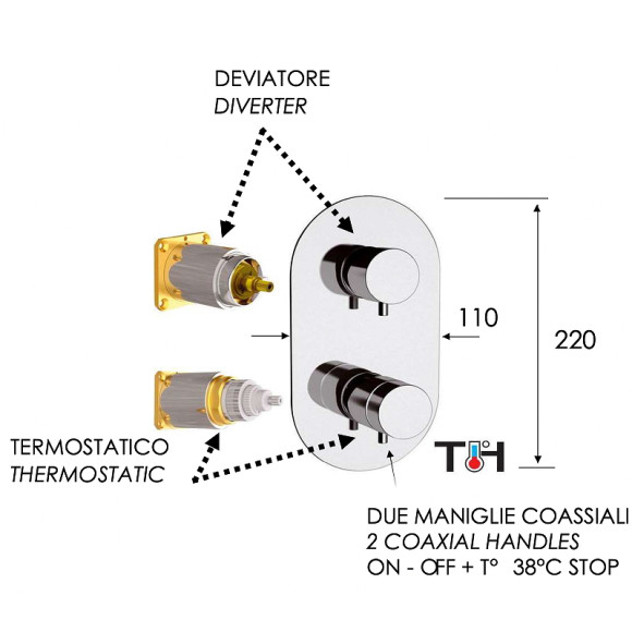 Смеситель для душа Remer Minimal Thermo NT92KBXV с термостатом Сталь Смеситель для душа Remer Minimal Thermo NT92KBXV с термостатом Сталь