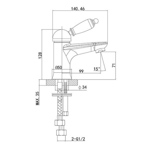 Смеситель для раковины Caprigo Adria-Uno 02-522-vot Бронза