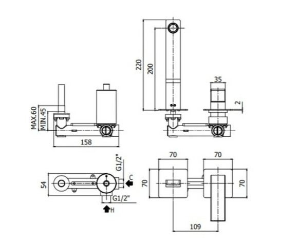 Комплект смесителей Paffoni Elle KITEL015NO105 Черный матовый