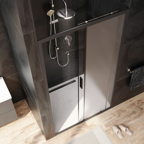 Душевая дверь AM.PM Gem Solo 110 W90G-110-1-195BM профиль Черный матовый стекло матовое-прозрачное Душевая дверь AM.PM Gem Solo 110 W90G-110-1-195BM профиль Черный матовый стекло матовое-прозрачное