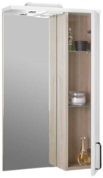 Зеркало со шкафом Iddis Sena 50 с подсветкой Белый Светлое дерево