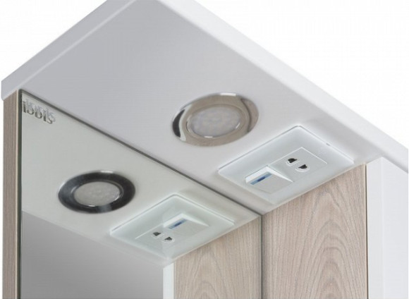 Зеркало со шкафом Iddis Sena 50 с подсветкой Белый Светлое дерево